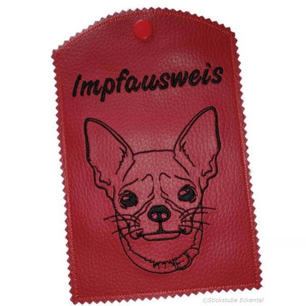 Ausweishülle mit Wort Impfausweis bestick